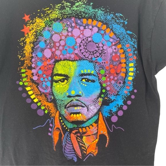 Liquid Blue Jimi Hendrix MultiColor "Trippy" Portrait Grapic Black Tee - Sz L - Picture 3 of 11